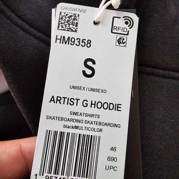 Adidas Mettz Mobbing Hoodie Skateboarding Artist Men's S Black HM9358 Painting - Picture 15 of 17